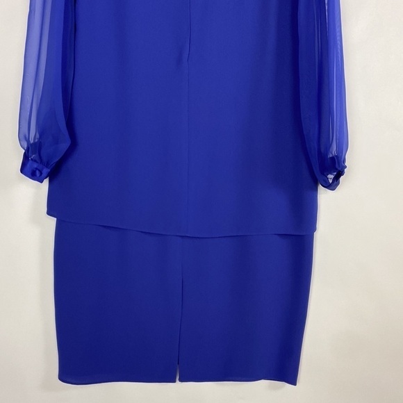 Vintage Ursula of Switzerland Layered Long Sleeve Satin Trim Evening Dress - Picture 13 of 16